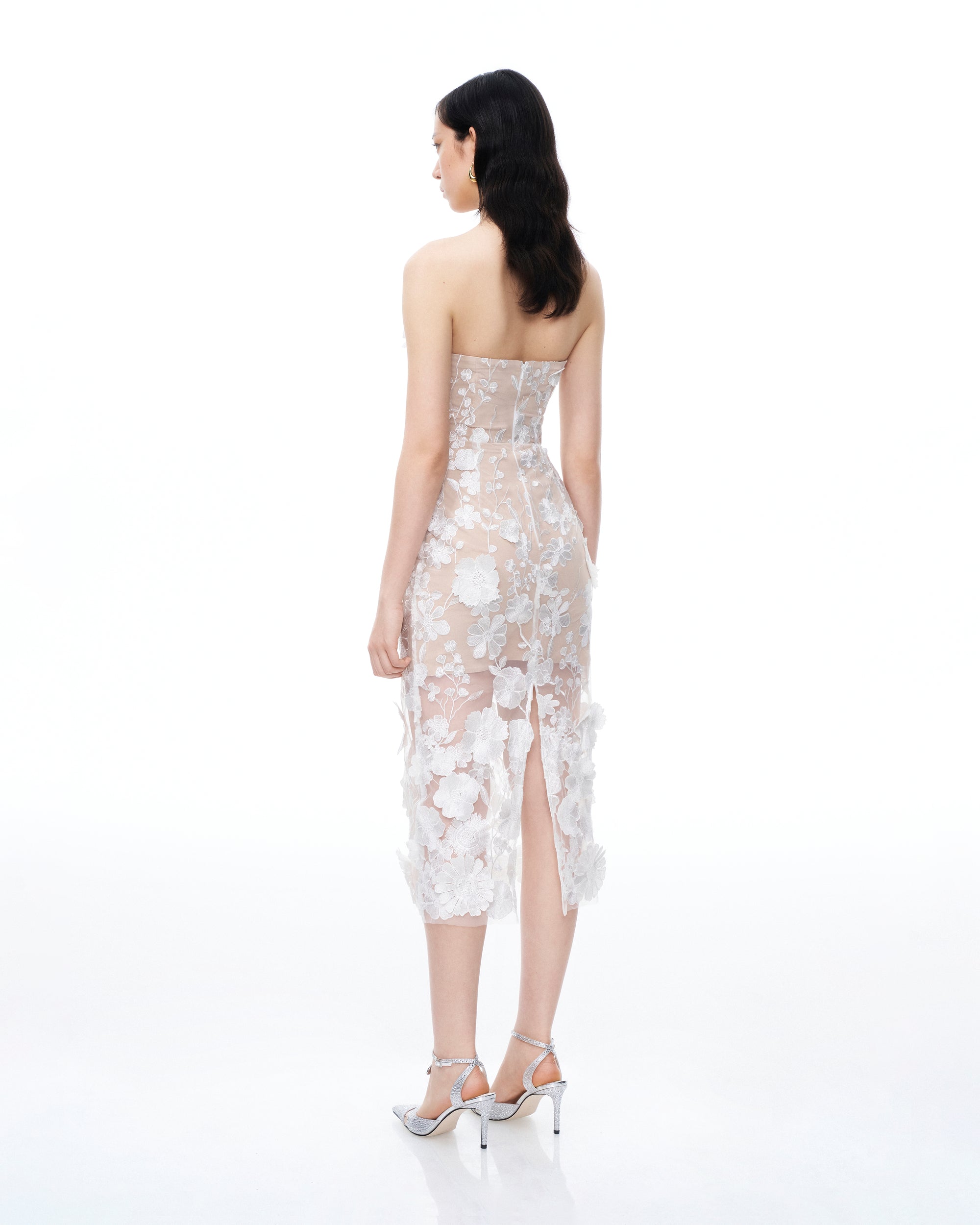 Lysandra 3D Floral Embroidered Maxi Dress - White