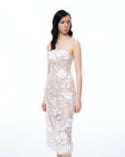Lysandra 3D Floral Embroidered Maxi Dress - White