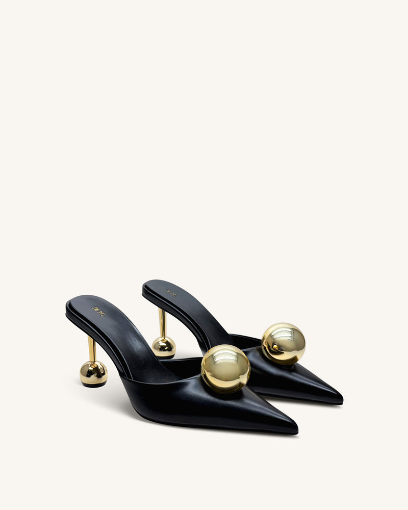 Sofia Sphere Heel Mules - Black