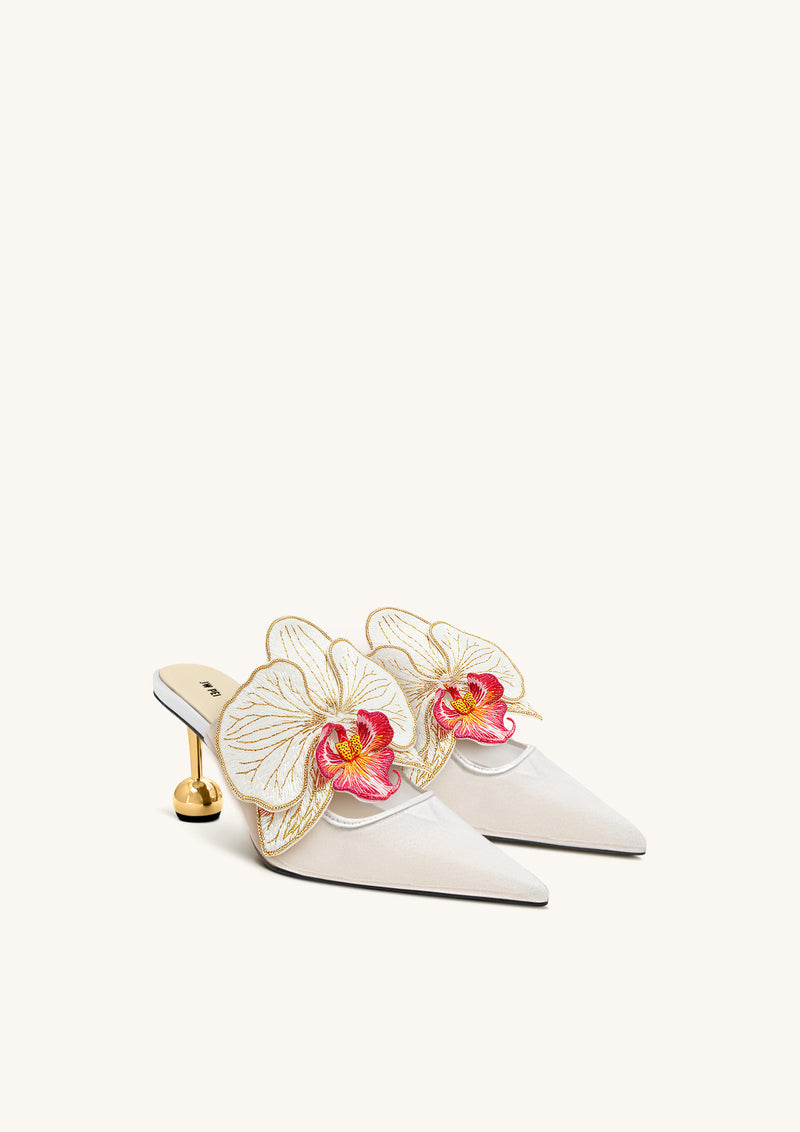 Sofia Orchid Sphere Heel Mules - White