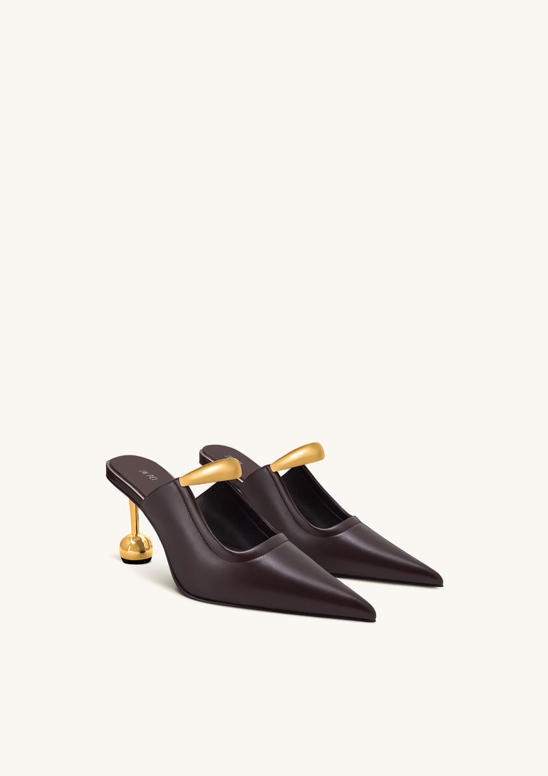 Sofia Metal Accent Sphere Heel Mules - Deep Burgundy