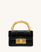 Kaia Bamboo Metal Handle Handbag - Black