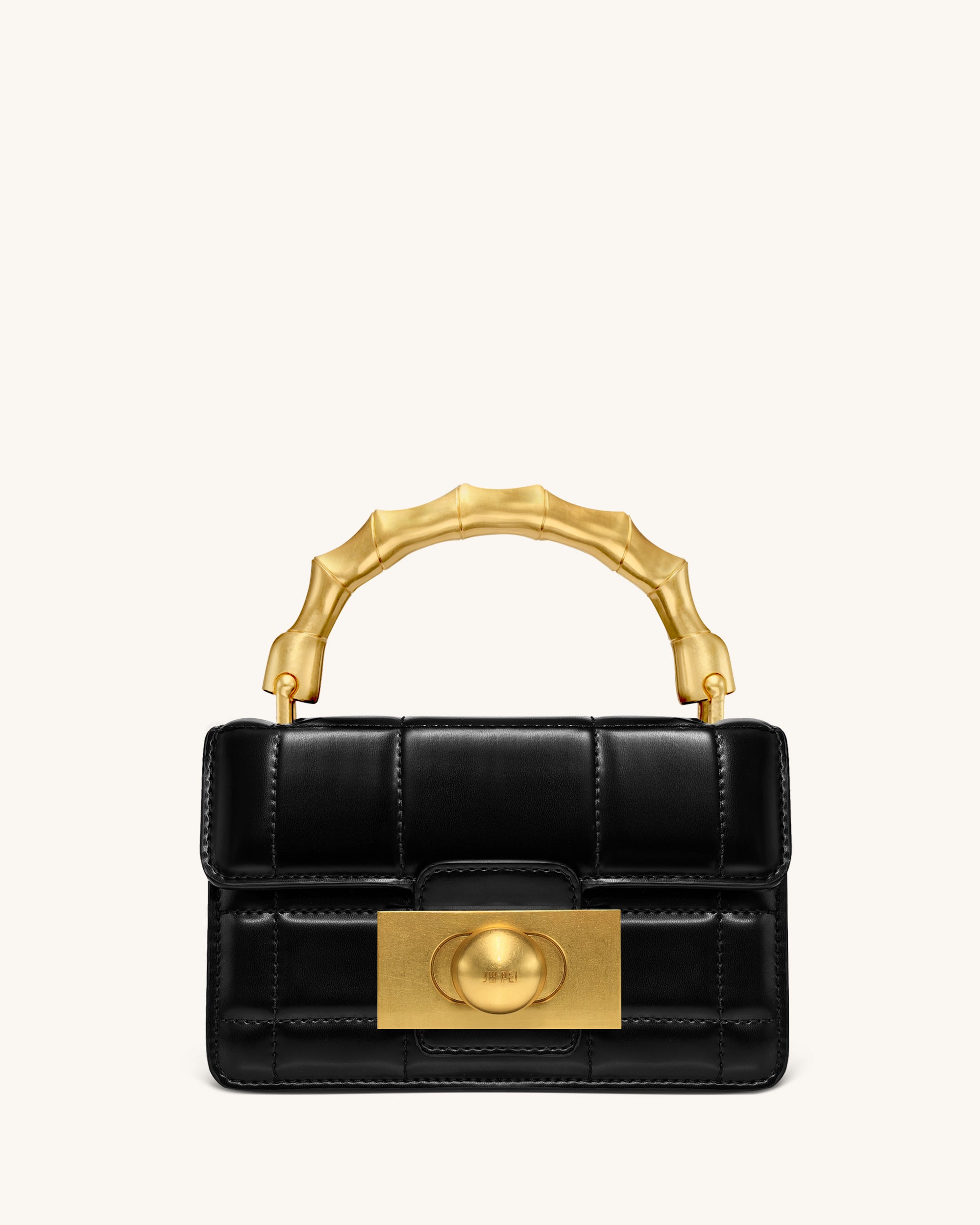 Kaia Bamboo Metal Handle Handbag - Black