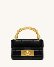 Kaia Bamboo Metal Handle Handbag - Black