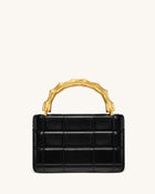 Kaia Bamboo Metal Handle Handbag - Black
