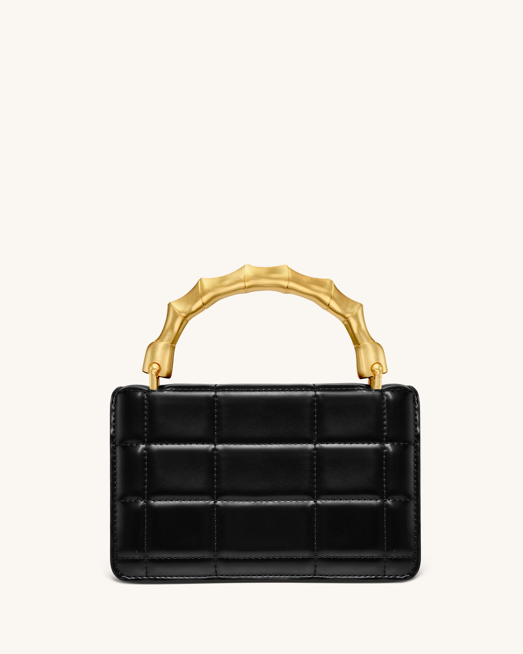 Kaia Bamboo Metal Handle Handbag - Black