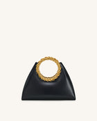 Amiya Leaf Handle Sculpture Bag - Black