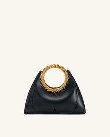 Amiya Leaf Handle Sculpture Bag - Black