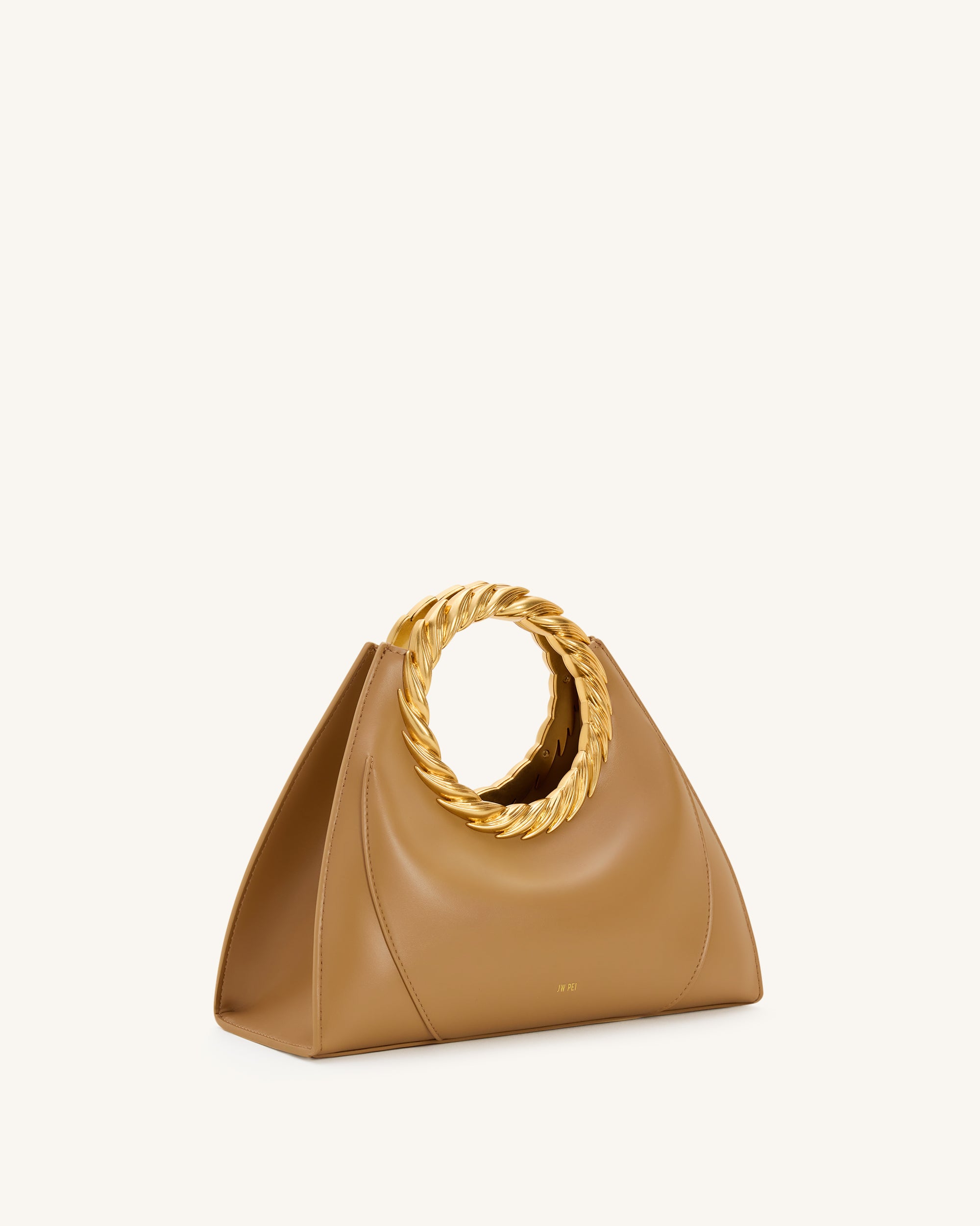 Amiya Leaf Handle Sculpture Bag - Brown