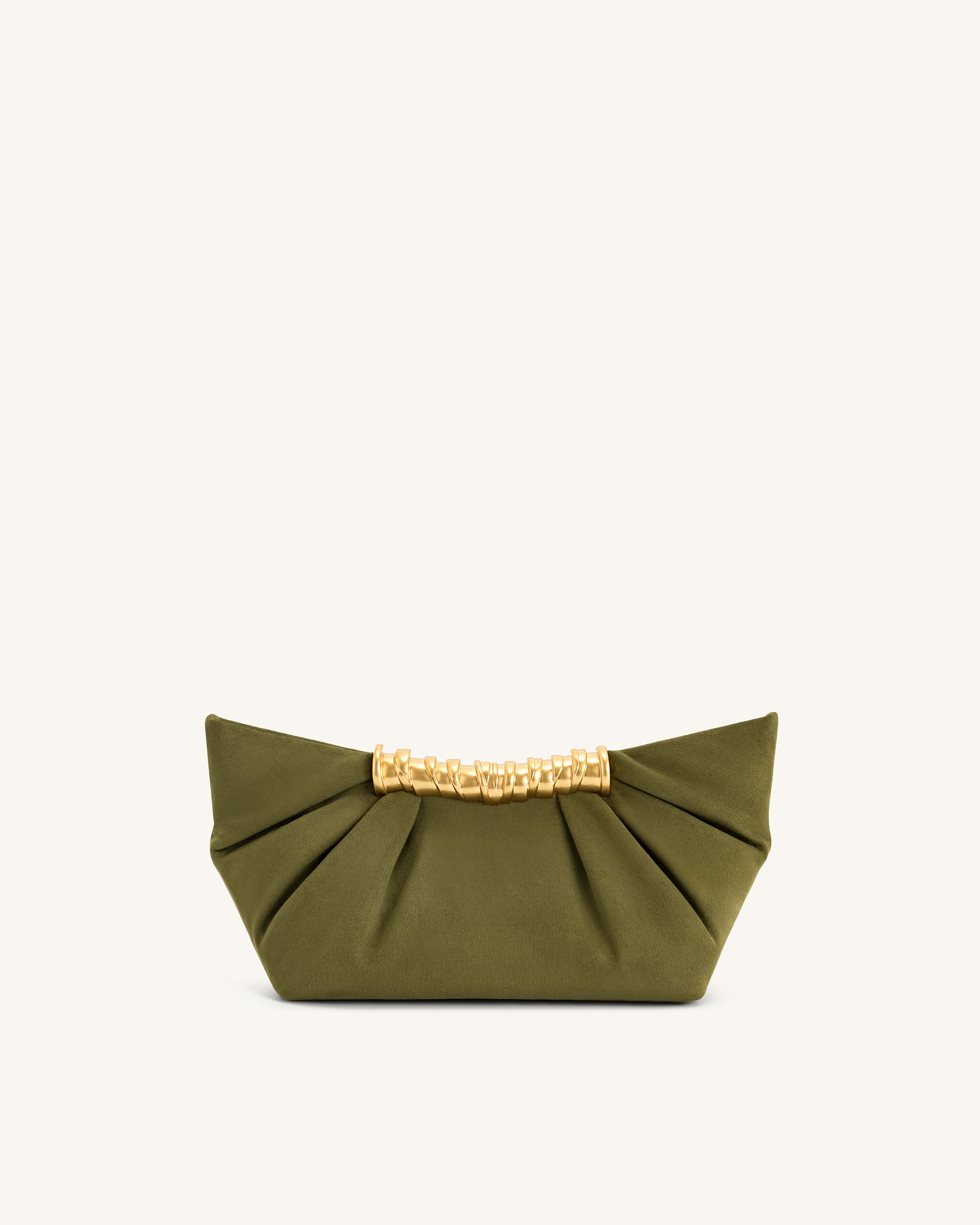 Leia Pleated Clutch - Dark Olive