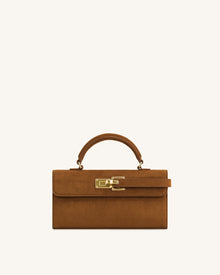 Keyla Faux Suede Top Handle Bag -  Brown
