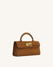 Keyla Faux Suede Top Handle Bag -  Brown