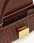 Zuri Hand Woven Round Top Handle Bag - Brown