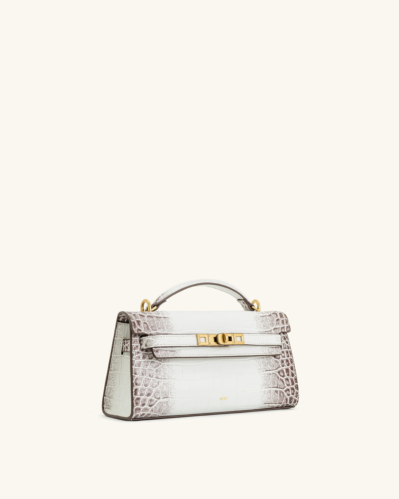 Noor Top Handle Bag - White Croc