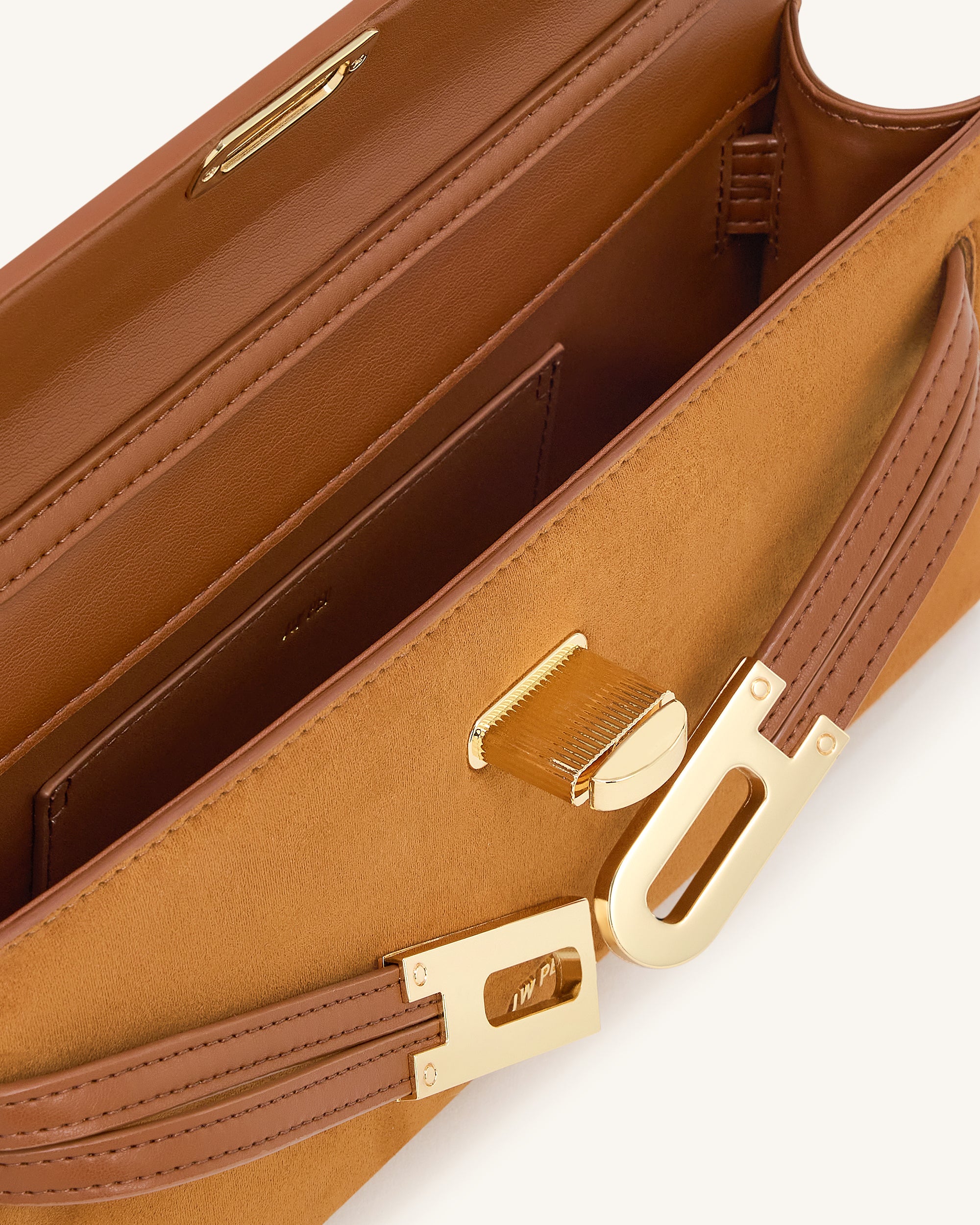 Bria Faux Suede Structured Top Handle Bag - Brown