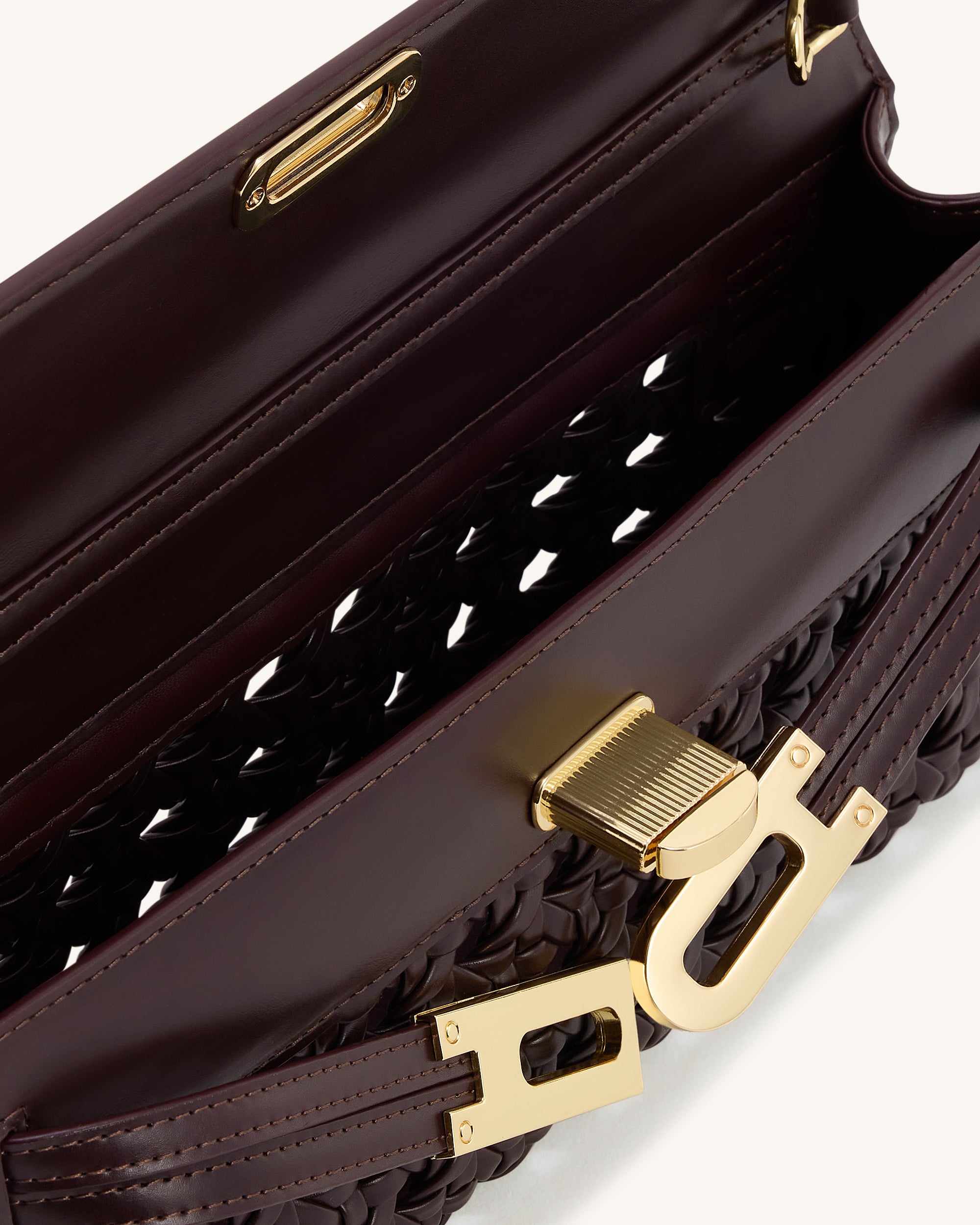 Bria Structured Top Handle Bag - Dark Red