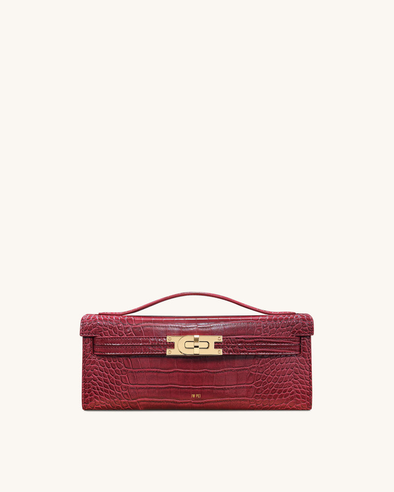 Bria Structured Top Handle Bag - Burgundy Croc