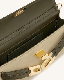 Bria Faux Suede Structured Top Handle Bag - Dark Olive