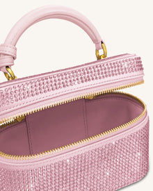 Cleo Artificial Crystal Box Shape Top Handle Bag - Pink