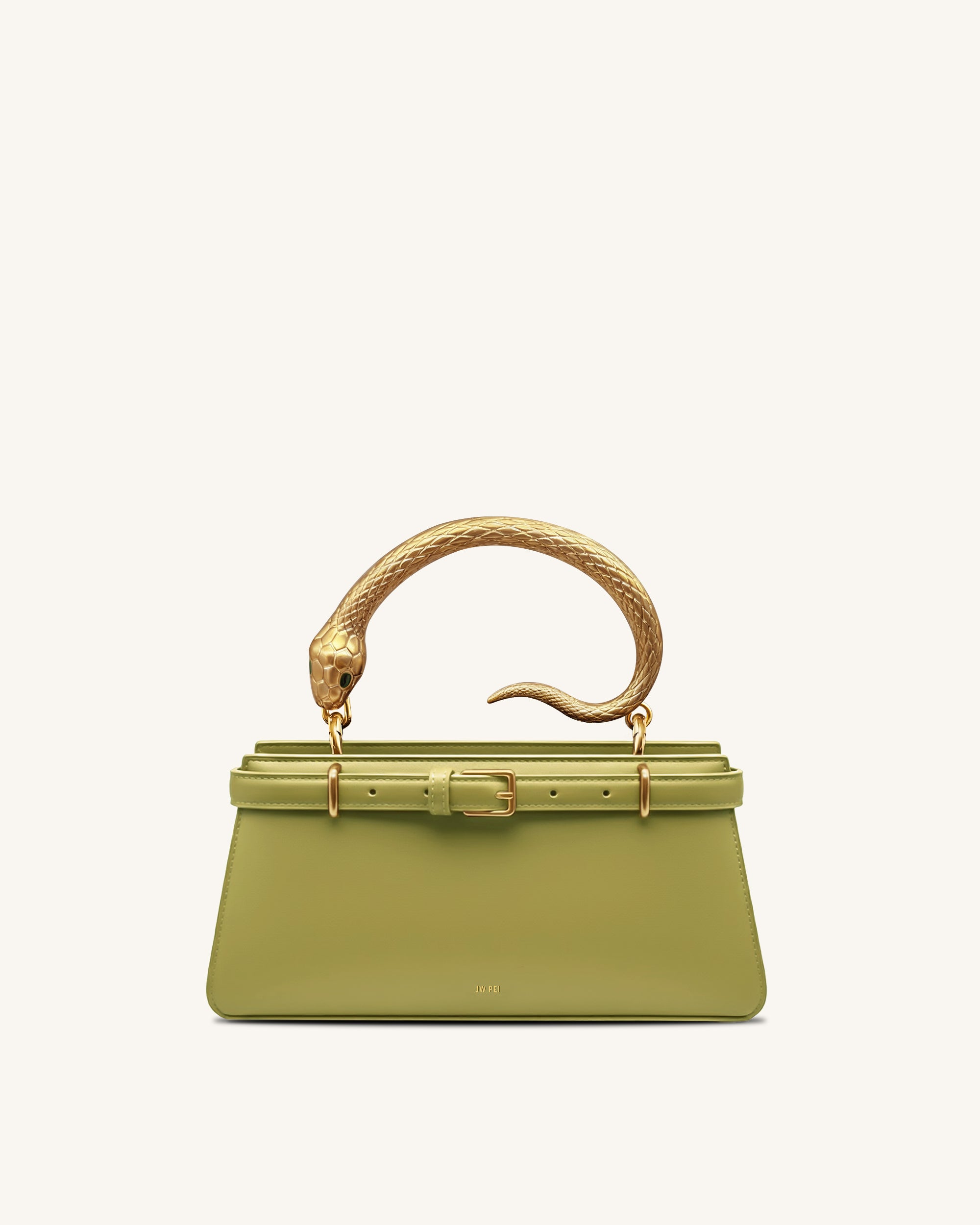 Elena Snake Handle Top Handle Bag - Matcha Green
