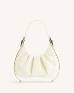 Gabbi Crushed Ruched Hobo Handbag - White