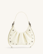 Gabbi Crushed Ruched Hobo Handbag - White