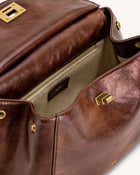 Lucia Classic Top Handle Bag - Coffee Brown