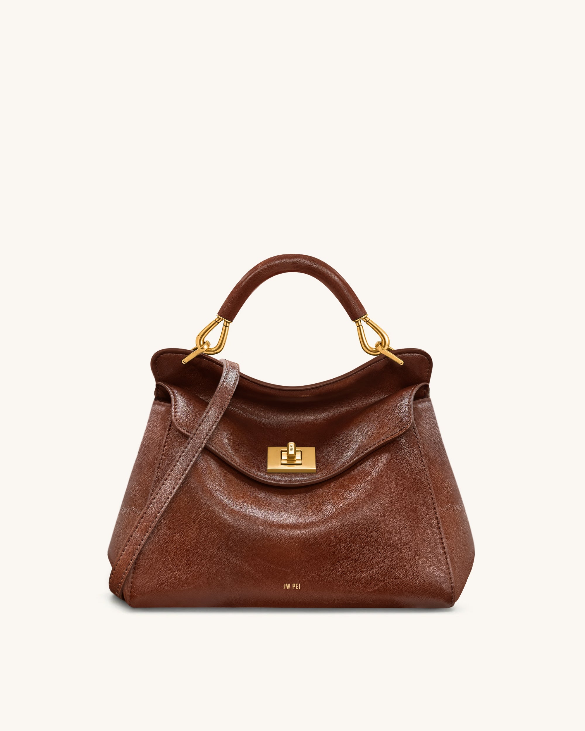 Lucia Classic Top Handle Bag - Coffee Brown