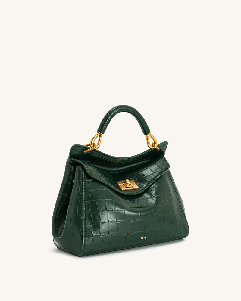 Lucia Classic Top Handbag - Green Croc