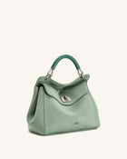 Lucia Classic Faux Suede Top Handle Bag - Matcha Green