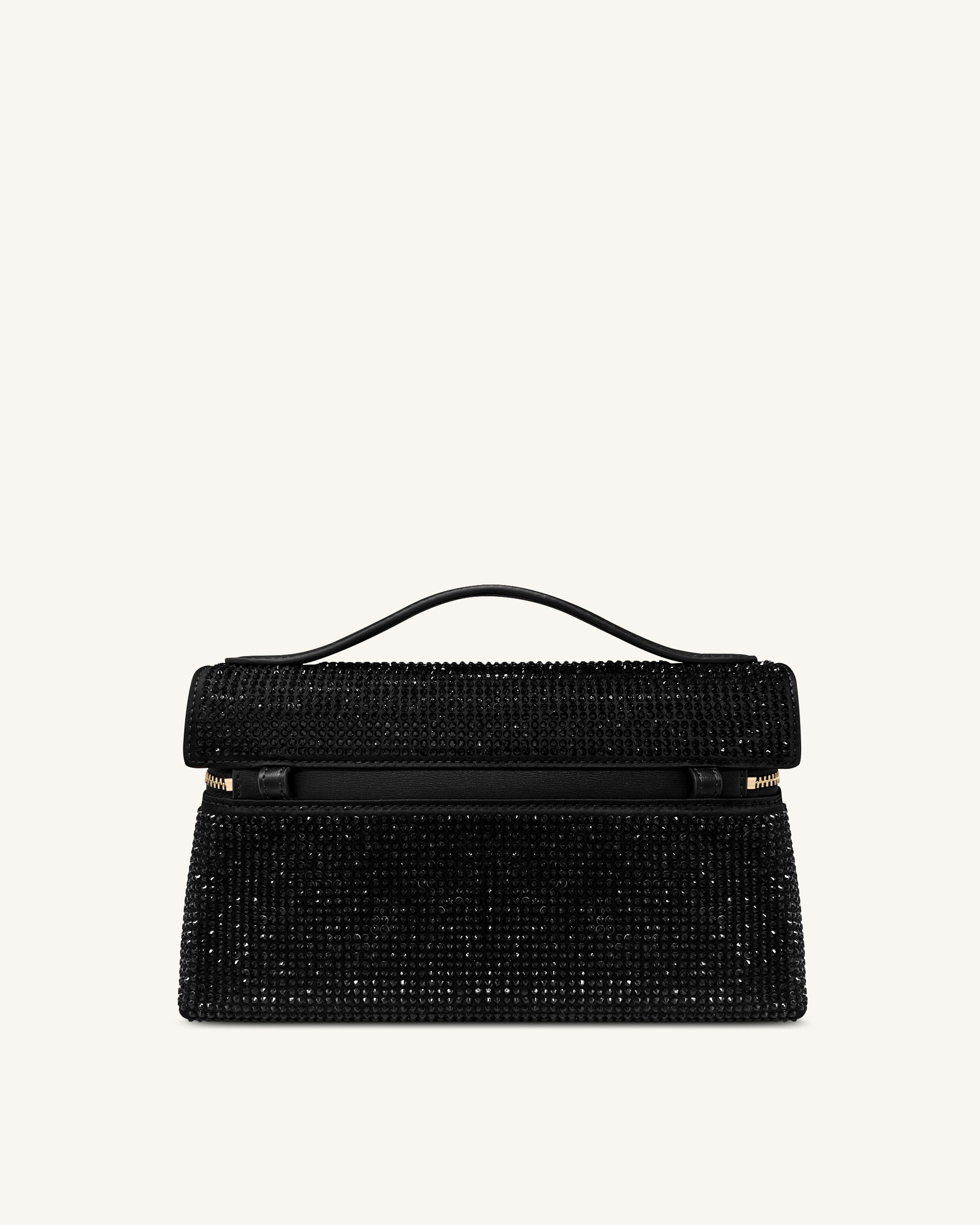 Thea Artificial Crystal Top Handle Bag - Black