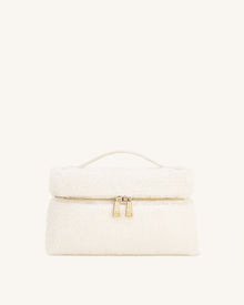 Thea Faux Fur Top Handle Bag - Cream