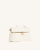 Thea Faux Fur Top Handle Bag - Cream