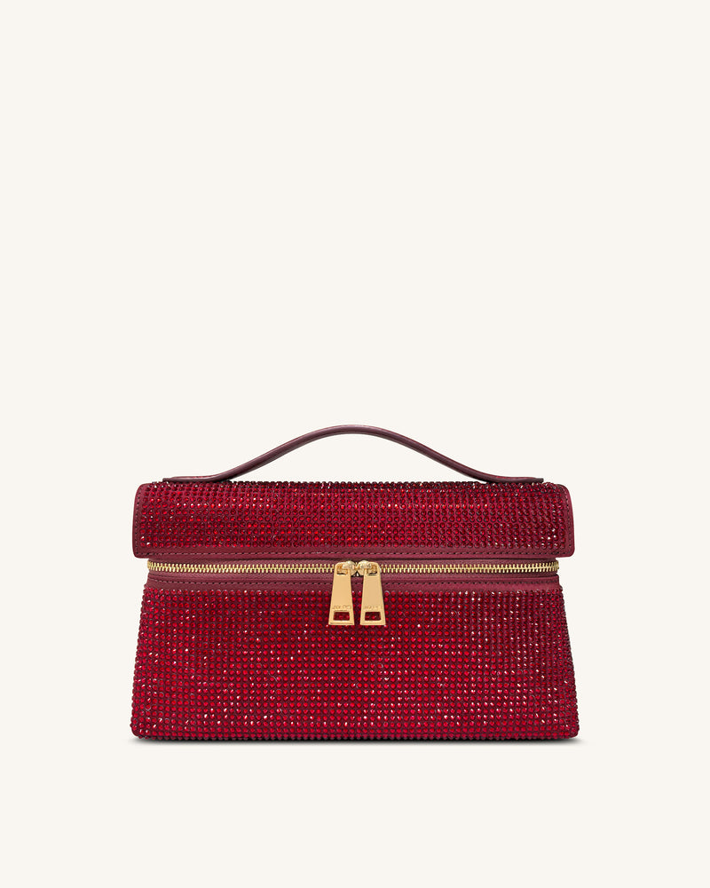 Thea Artificial Crystal Top Handle Bag - Red