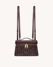 Thea Large Woven Top Handle Bag - Dark Red