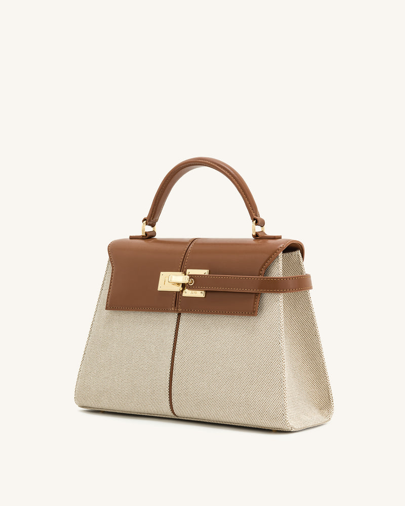 Elise Large Top Handle Bag - Brown Canvas