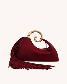 Nell Fringe Hardware Top Handle Bag - Burgundy