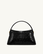 Talia Top Handle Bag - Black Croc