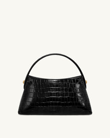 Talia Top Handle Bag - Black Croc