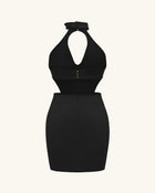 Gabriella Belted Cutout Halter Mini Dress - Black
