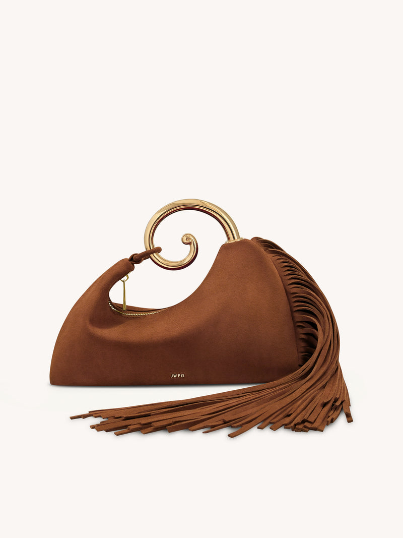 Nell Fringe Hardware Top Handle Bag - Mocha Brown