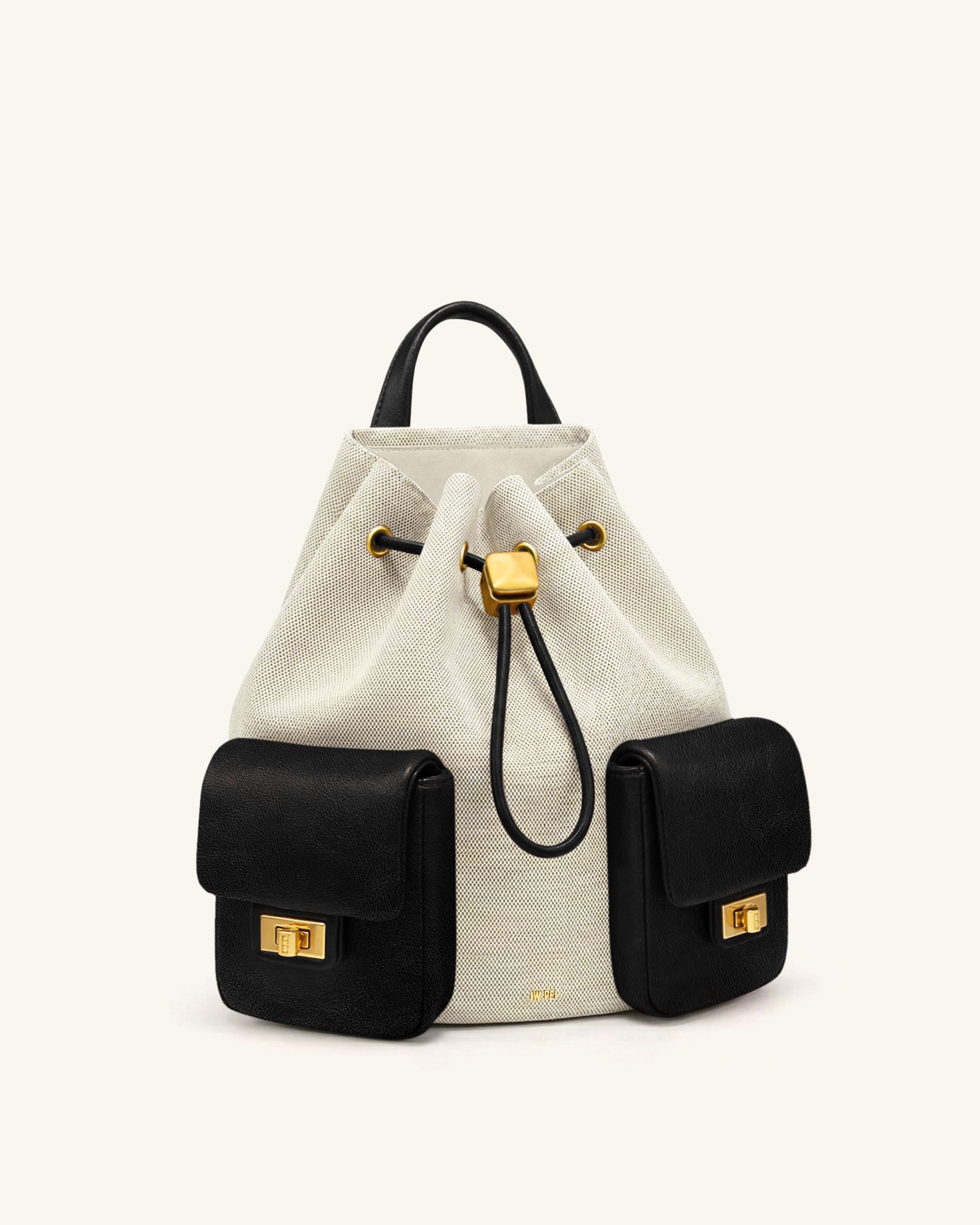 Avery Drawstring Utility Backpack – Black Canvas