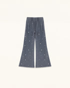 Scattered Pearl Rhinestone Drawstring Sweatpants - Washed Slate