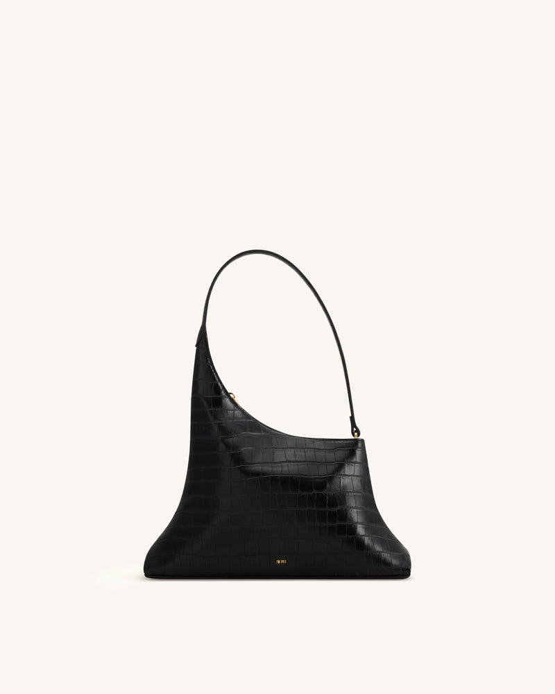 Lyra Shoulder Bag - Black Croc