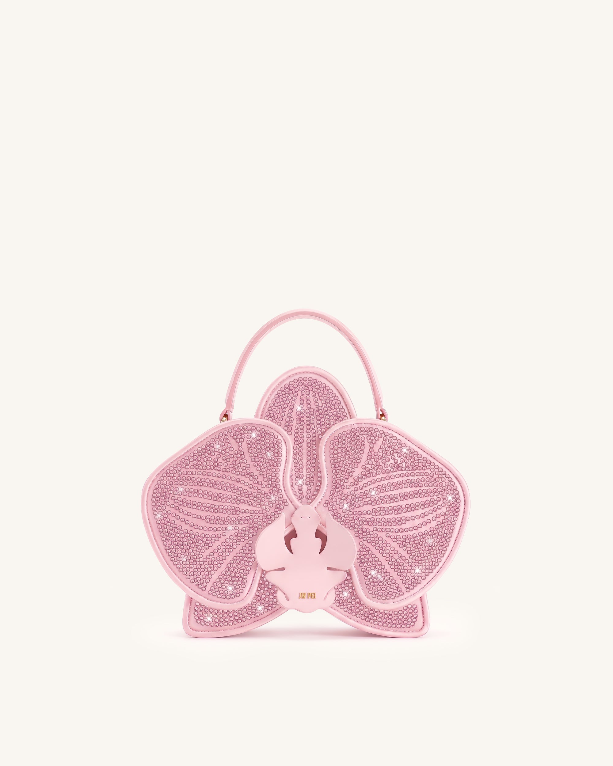 Flora Artificial Crystal Orchid Shaped Top Handle Bag - Pink