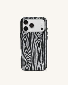 Zebra Rhinestone Phone Case - Black