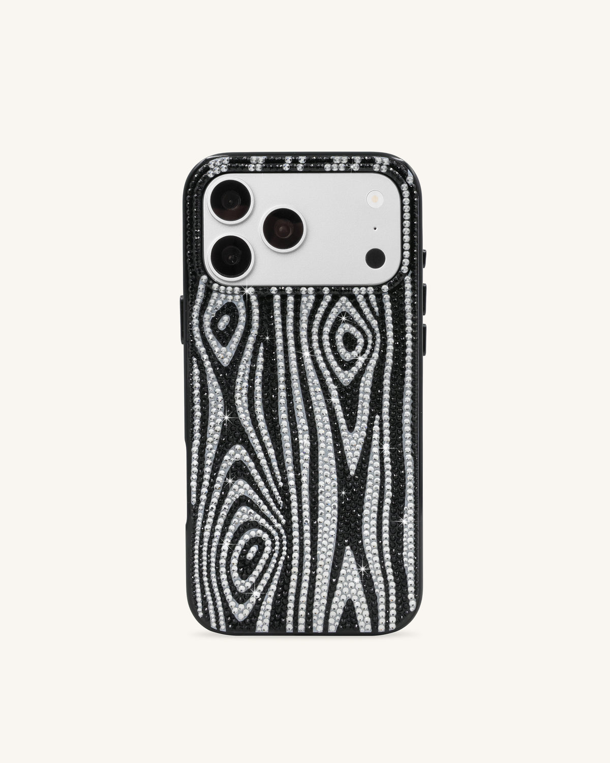 Zebra Rhinestone Phone Case - Black