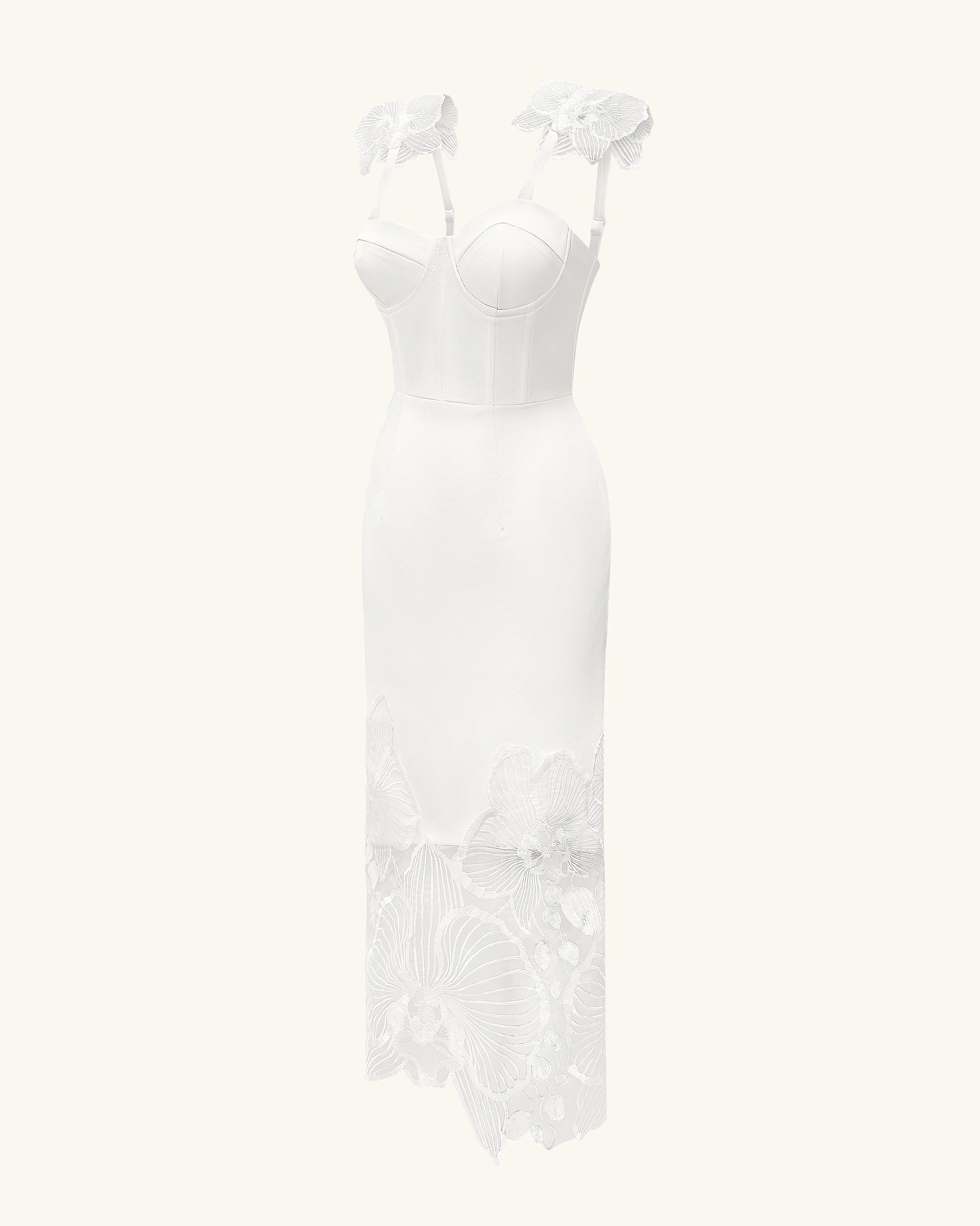 Orchid Embroidered Corset Dress - White