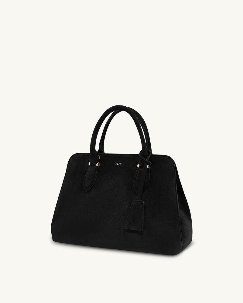 Lara Faux Suede Tote Bag - Black