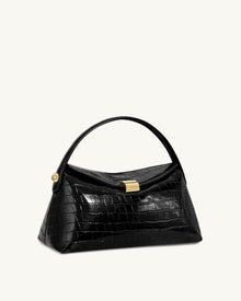 Talia Top Handle Bag - Black Croc